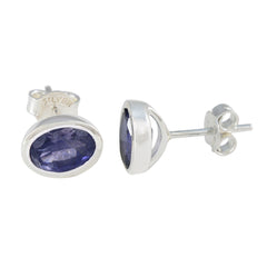 Ji eun Blue Delicate Solitaire Stud Earring