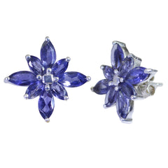 Micaela Blue Slim multiple Stud Earring Iolite Blue Stud