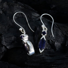 Maya Blue Whisper thin Toi et Moi Dangle Earring