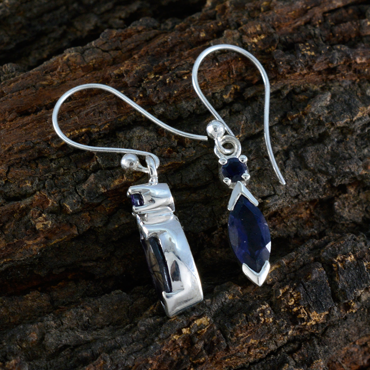 Maya Blue Whisper thin Toi et Moi Dangle Earring