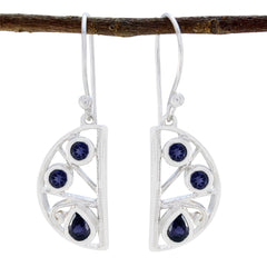 Chen Blue Mid weight Trilogy Dangle Earring Iolite Blue Dangle