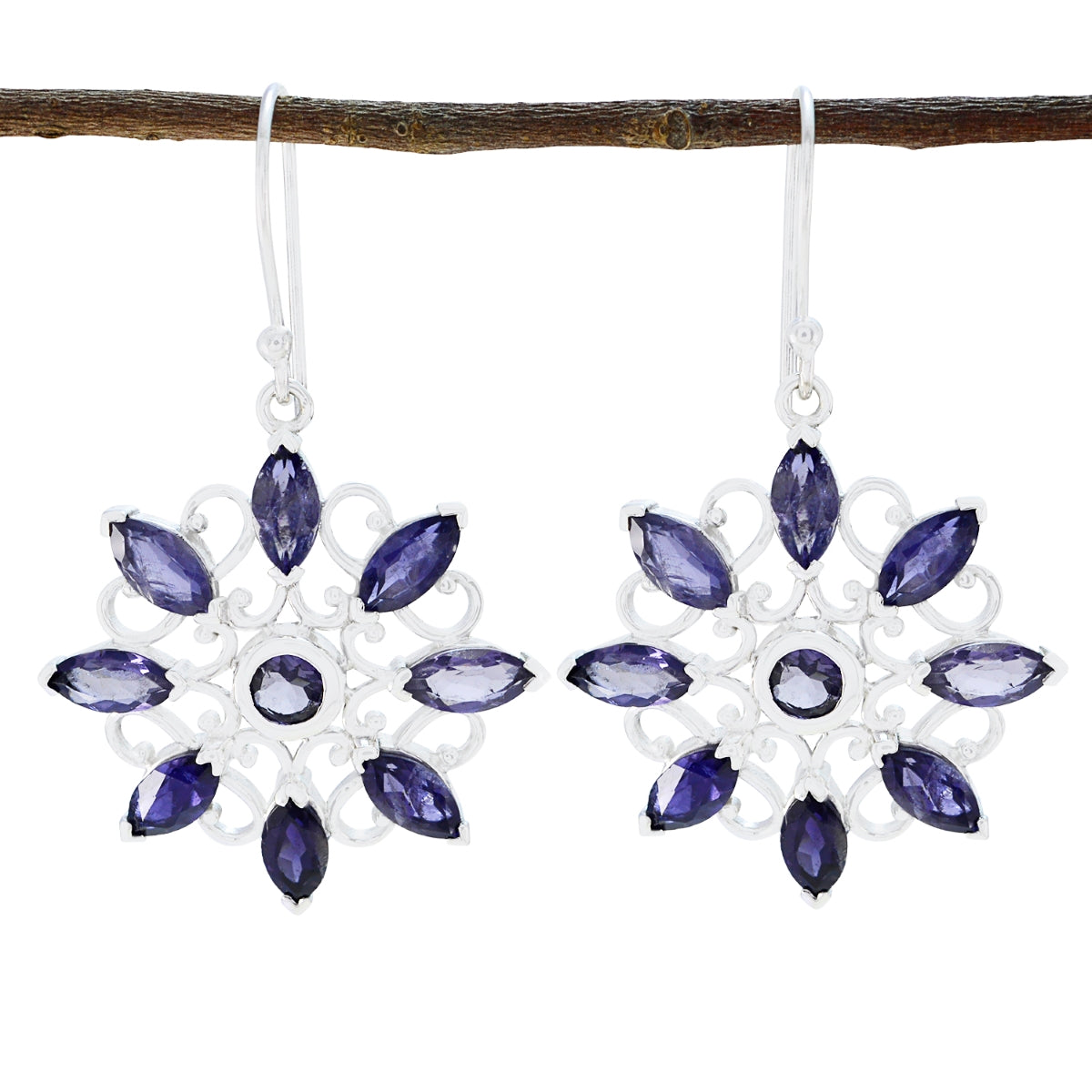 Hina Blue Edgy multiple Dangle Earring Iolite Blue Dangle