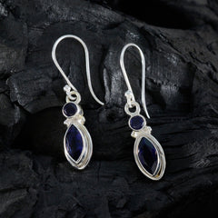 Autumn Blue Whisper thin Toi et Moi Dangle Earring