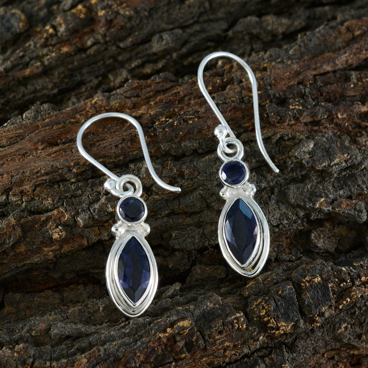 Autumn Blue Whisper thin Toi et Moi Dangle Earring