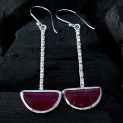 Greta Red Mid weight Solitaire Dangle Earring