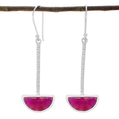 Greta Red Mid weight Solitaire Dangle Earring Indian Ruby Red Dangle