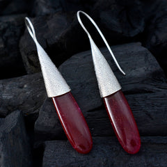 Mei Red Edgy Solitaire Dangle Earring