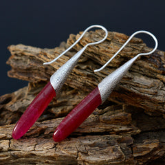 Mei Red Edgy Solitaire Dangle Earring