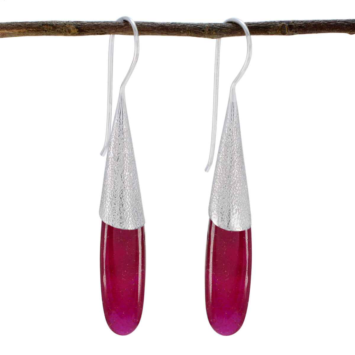 Mei Red Edgy Solitaire Dangle Earring Indian Ruby Red Dangle