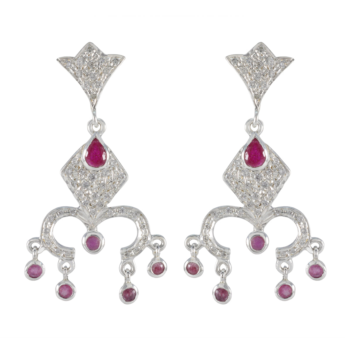 Siti Red Edgy multiple Stud Earring Indian Ruby Red Stud