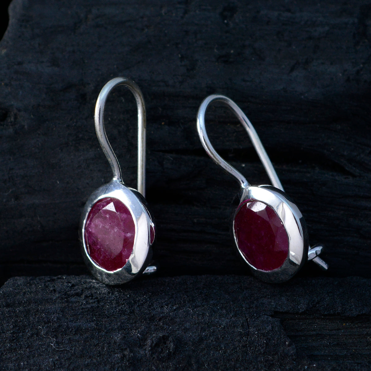 Ines Red Dainty Solitaire Dangle Earring