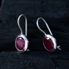 Ines Red Dainty Solitaire Dangle Earring