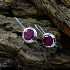 Ines Red Dainty Solitaire Dangle Earring
