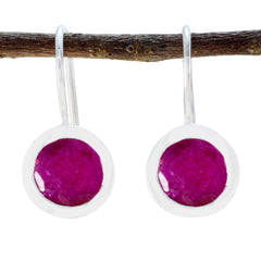 Ines Red Dainty Solitaire Dangle Earring Indian Ruby Red Dangle