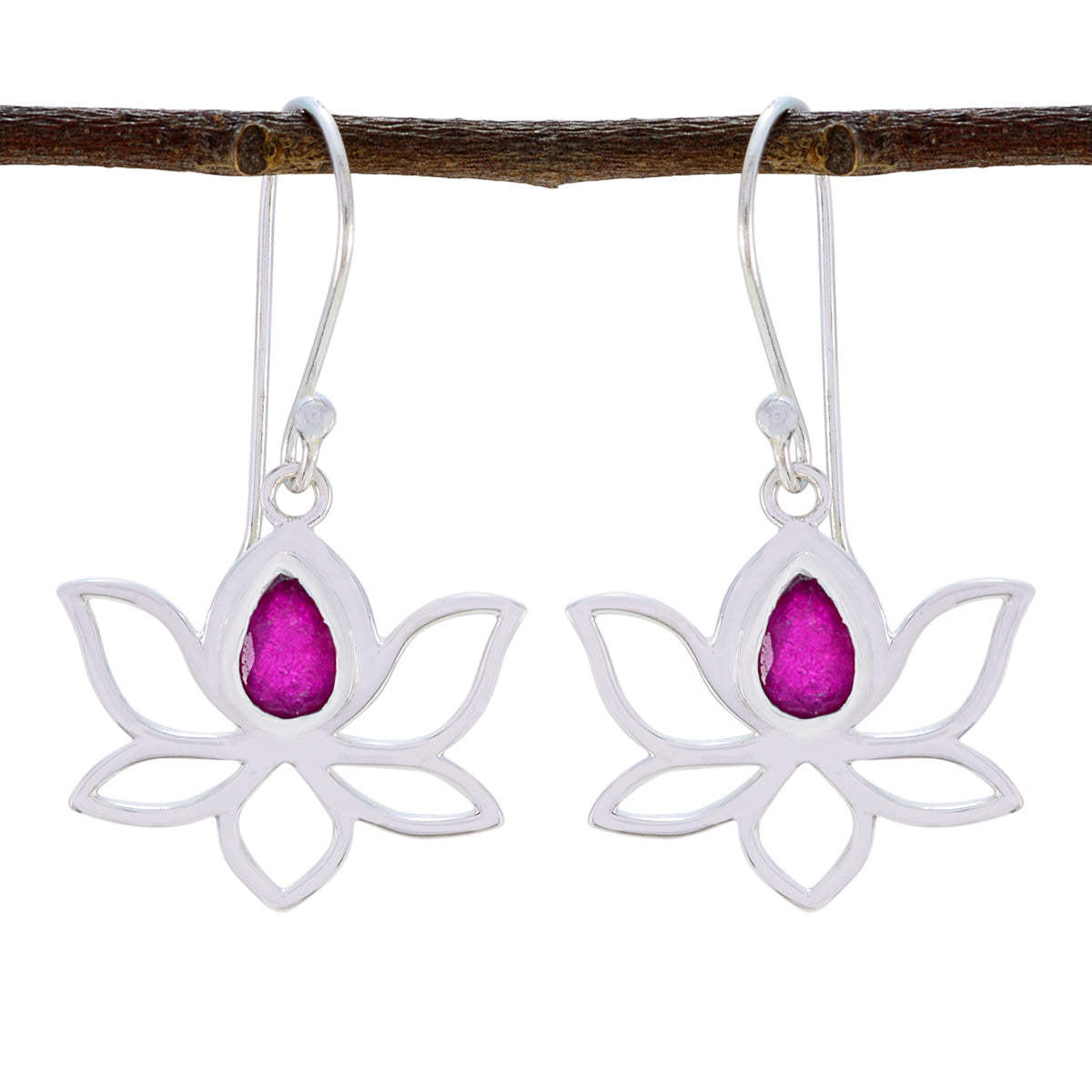 Isabella Red Featherlight Solitaire Dangle Earring Indian Ruby Red Dangle