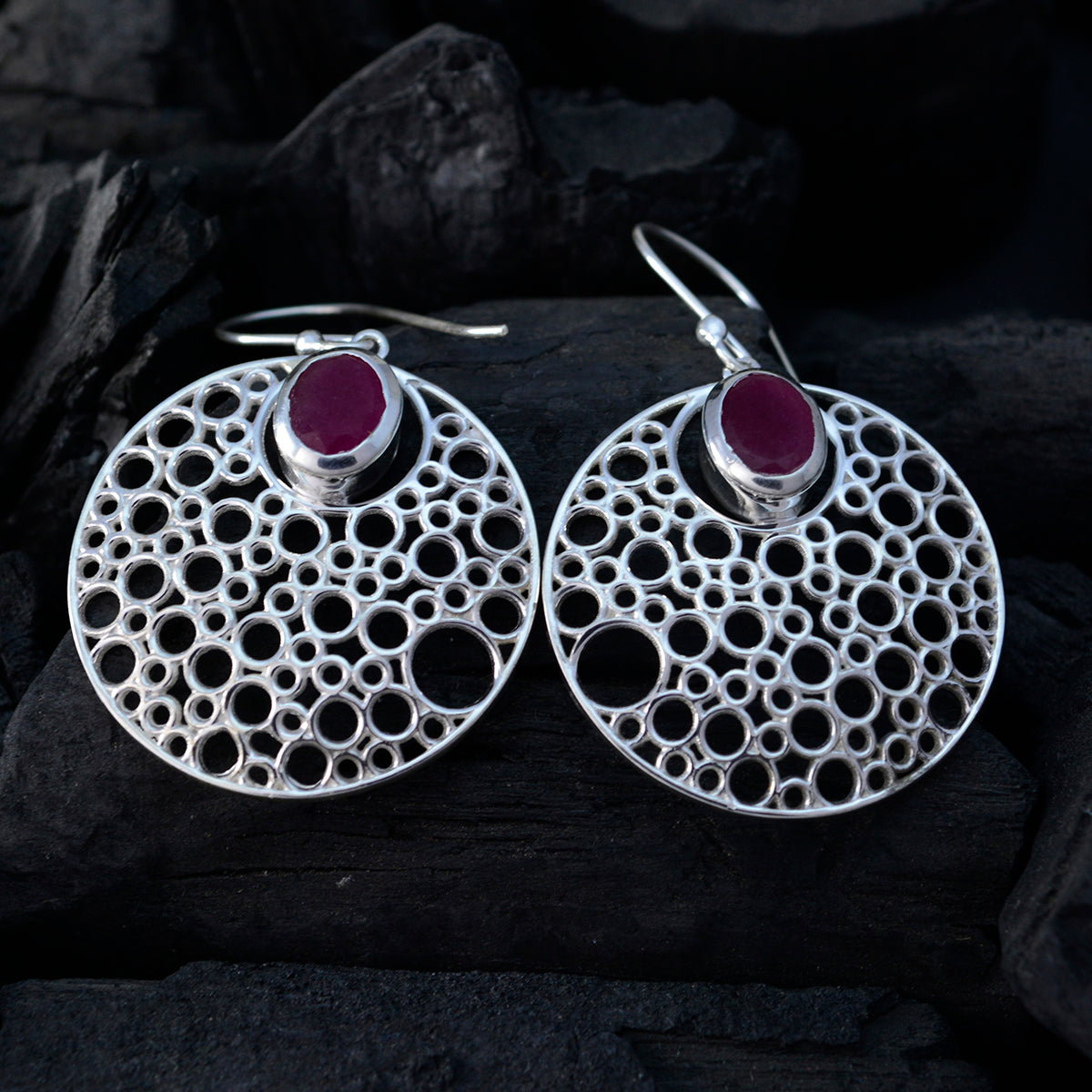 Isabelle Red Edgy Solitaire Dangle Earring