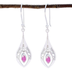 Ivy Red Whisper thin Solitaire Dangle Earring Indian Ruby Red Dangle