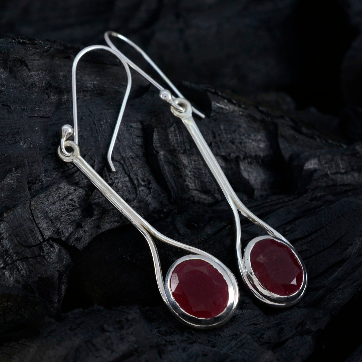 Julia Red Dainty Solitaire Dangle Earring
