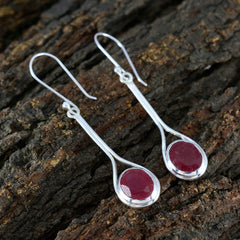 Julia Red Dainty Solitaire Dangle Earring
