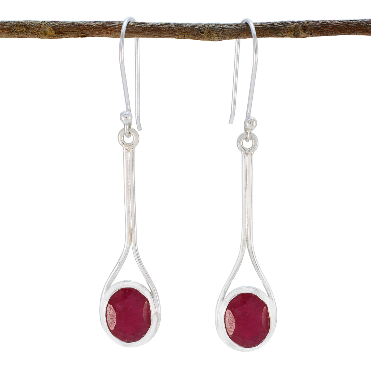 Julia Red Dainty Solitaire Dangle Earring Indian Ruby Red Dangle