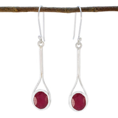 Julia Red Dainty Solitaire Dangle Earring Indian Ruby Red Dangle