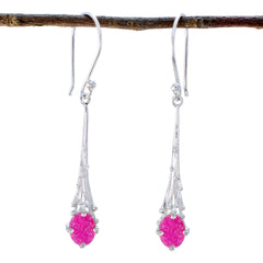 Katharina Red Dainty Solitaire Dangle Earring Indian Ruby Red Dangle