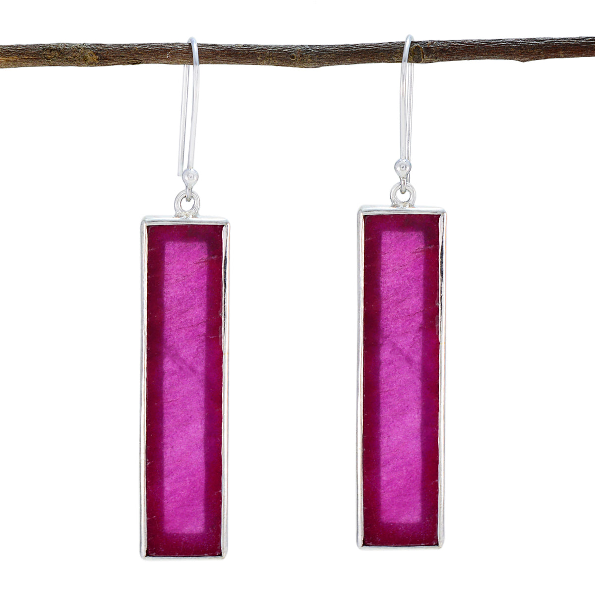 Laura Red Edgy Solitaire Dangle Earring Indian Ruby Red Dangle