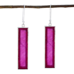 Laura Red Edgy Solitaire Dangle Earring Indian Ruby Red Dangle