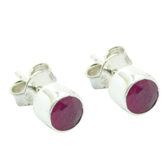 Layla Red Elegant Solitaire Stud Earring Indian Ruby Red Stud