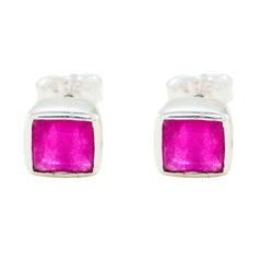 Lea Red Delicate Solitaire Stud Earring Indian Ruby Red Stud