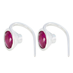 Leah Red Whisper thin Solitaire Dangle Earring Indian Ruby Red Dangle