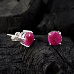 Lili Red Delicate Solitaire Stud Earring