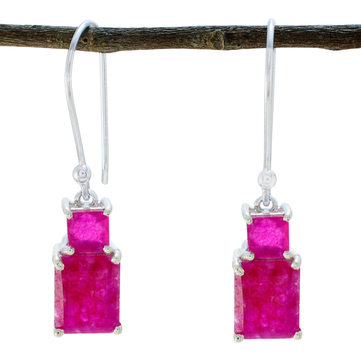 Sofía Red Whisper thin Toi et Moi Dangle Earring Indian Ruby Red Dangle