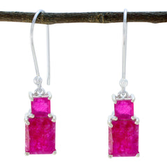 Sofía Red Whisper thin Toi et Moi Dangle Earring Indian Ruby Red Dangle