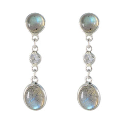 Yasmin Grey Delicate multiple Stud Earring Labradorite Gray Stud