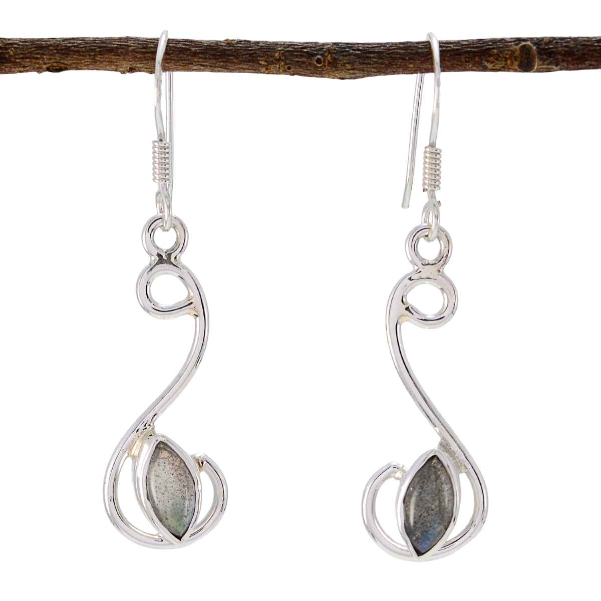 Yasmine Grey Delicate multiple Dangle Earring Labradorite Gray Dangle