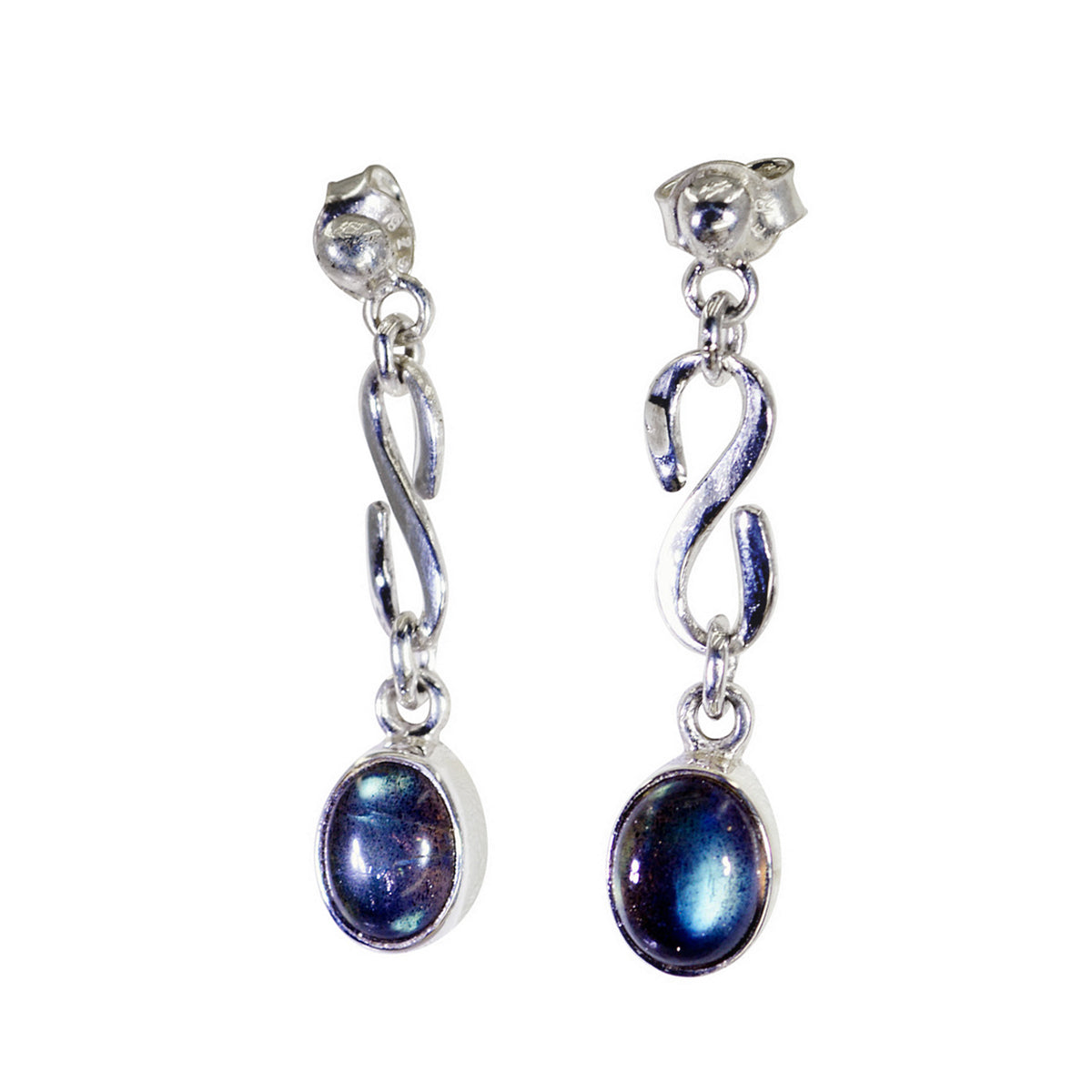 Min seo Grey Dainty multiple Stud Earring Labradorite Gray Stud