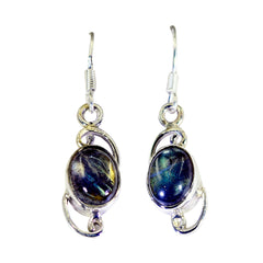 Haruka Grey Delicate Solitaire Dangle Earring Labradorite Gray Dangle