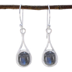 Hina Grey Whisper thin Solitaire Dangle Earring Labradorite Gray Dangle
