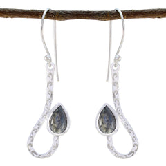 Hye jin Grey Dainty Solitaire Dangle Earring Labradorite Gray Dangle
