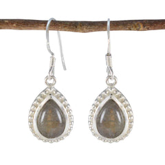Violet Grey Mid weight Solitaire Dangle Earring Labradorite Gray Dangle