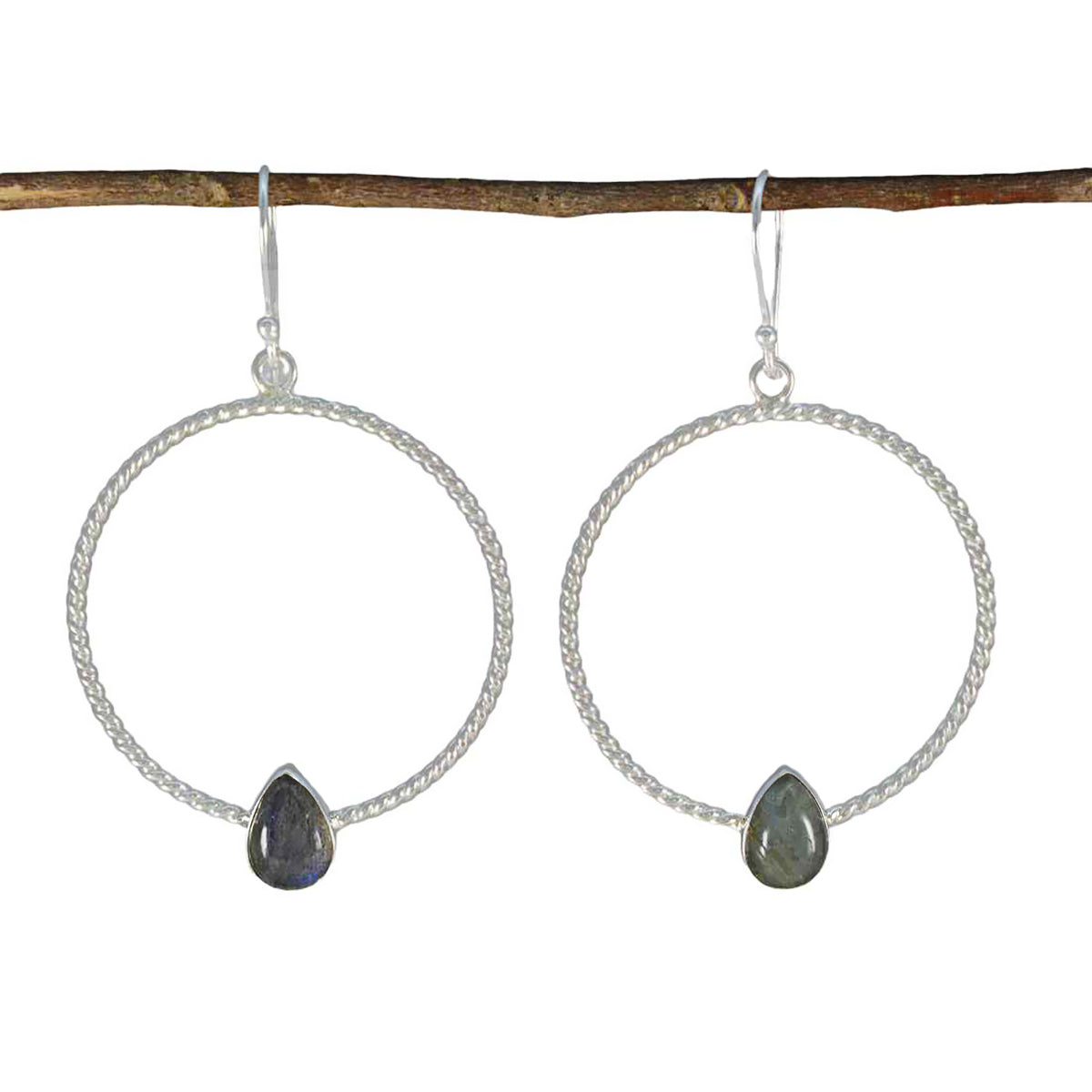 Seo yeon Grey Mid weight Solitaire Dangle Earring Labradorite Gray Dangle
