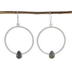 Seo yeon Grey Mid weight Solitaire Dangle Earring Labradorite Gray Dangle