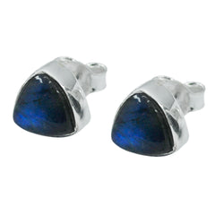 Ji eun Grey Delicate Solitaire Stud Earring Labradorite Gray Stud