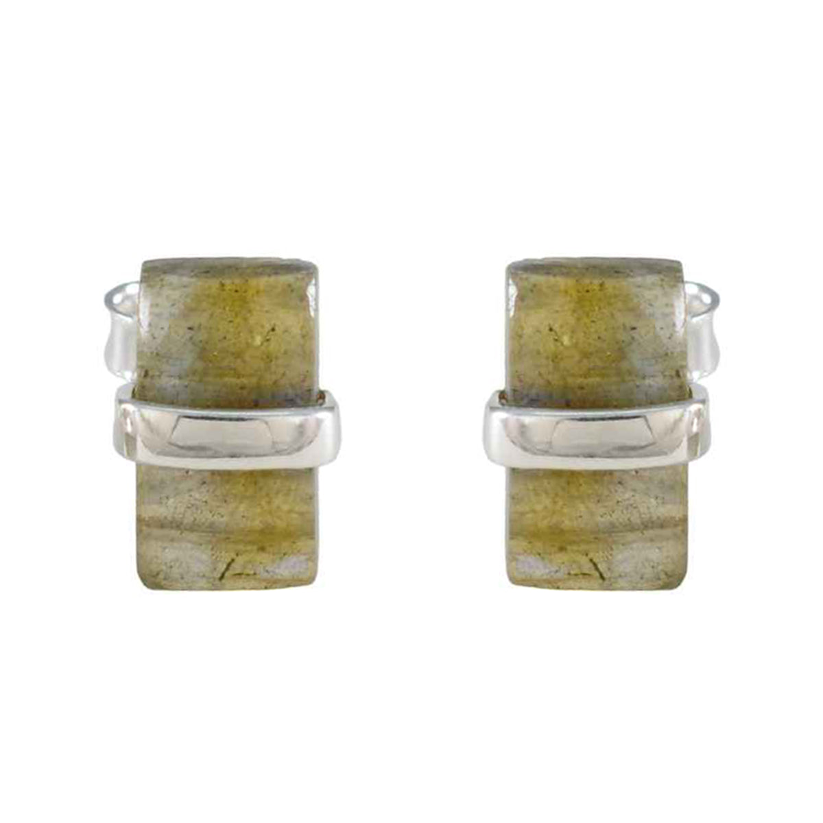 Ling Grey Elegant Solitaire Stud Earring Labradorite Gray Stud