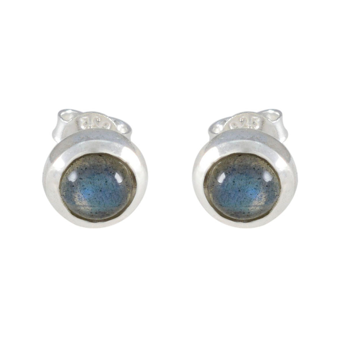 Naomi Grey Elegant Solitaire Stud Earring Labradorite Gray Stud