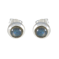 Naomi Grey Elegant Solitaire Stud Earring Labradorite Gray Stud