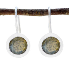 Bella Grey Delicate Solitaire Dangle Earring Labradorite Gray Dangle