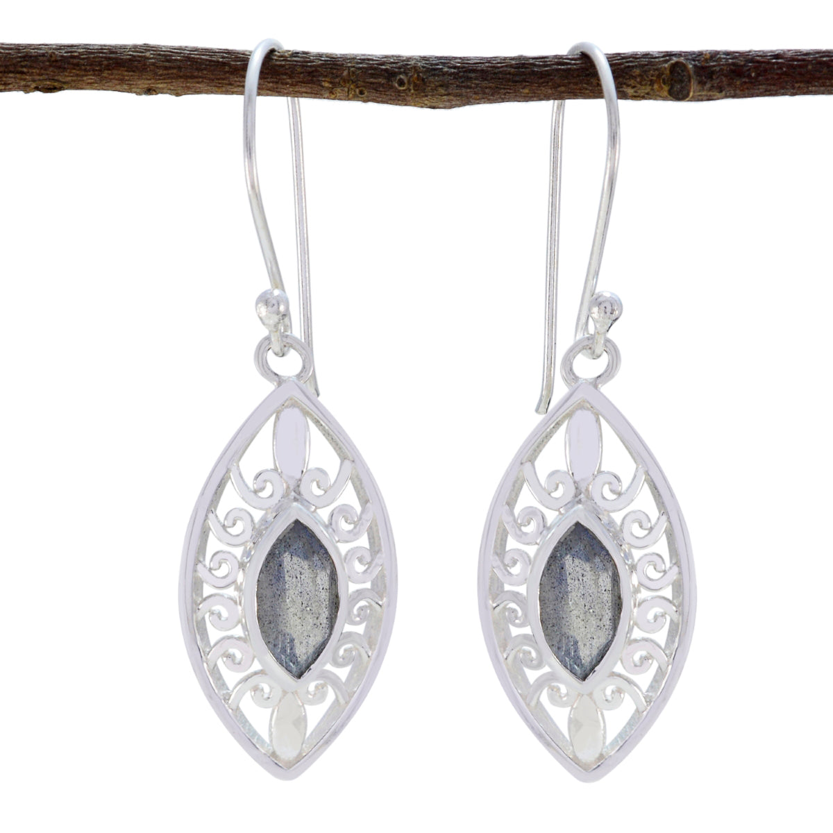Wen Grey Featherlight Solitaire Dangle Earring Labradorite Gray Dangle