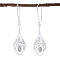 Xiu Grey Whisper thin Solitaire Dangle Earring Labradorite Gray Dangle